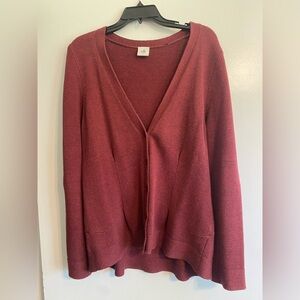 CAbi Long Sleeved Button Down Maroon Cardigan- Size L